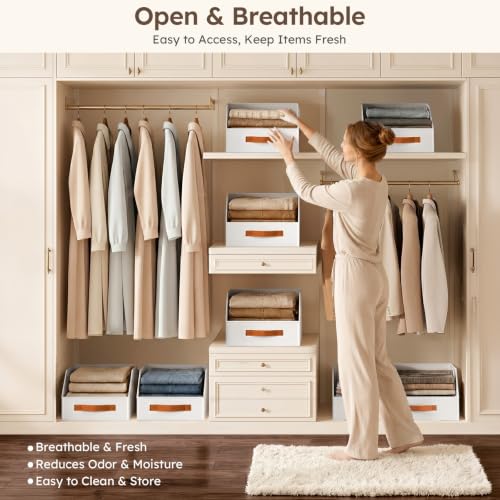 Fabric Storage Bins for Organizing (White / 8 Pack)