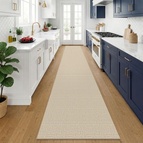 Cotton 2.5'x14' Runners Rugs for Hallway (Oatmeal Beige / 2'8" x 14' (Runner))