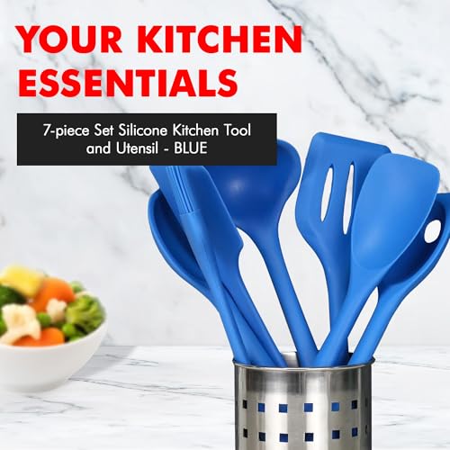 7 Piece Blue Premium Silicone Kitchen Tool Set (7 Piece Set / Blue)