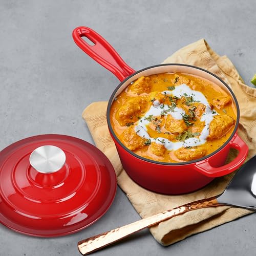 1Qt Saucepan with Lid (Red / 1 Quarts)
