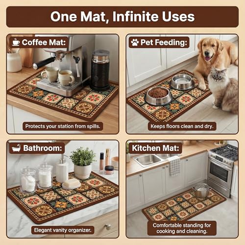 Boho Dish Drying Mat for Kitchen Counter (Boho / 17" x 31.5")