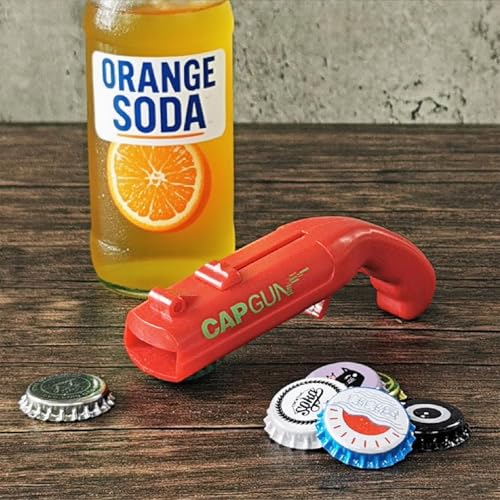 cap gun bottle opener launcher shooter funny shooting gun creative beverage bottle opener (Red)