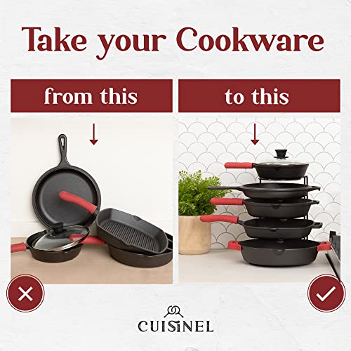 Pan Organizer for Cast Iron (Silicone Coated / 12.2" / Black)