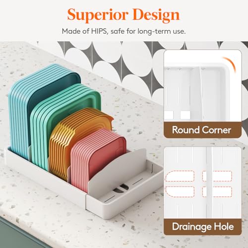 Kitchen Cabinet Organizer for Food Contanier Lid with 9 Sections (White / Extra Large(13-24" x 9.6"))