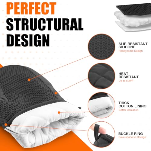 Silicone Oven Mitts (Dark Black)