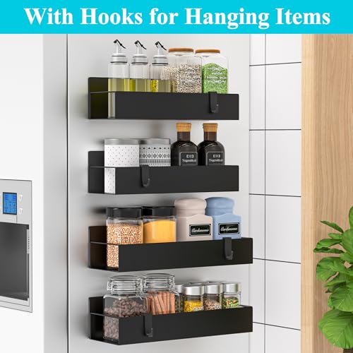 Magnetic Water Bottle Holder for Refrigerator (4 Pack / Metal Black)