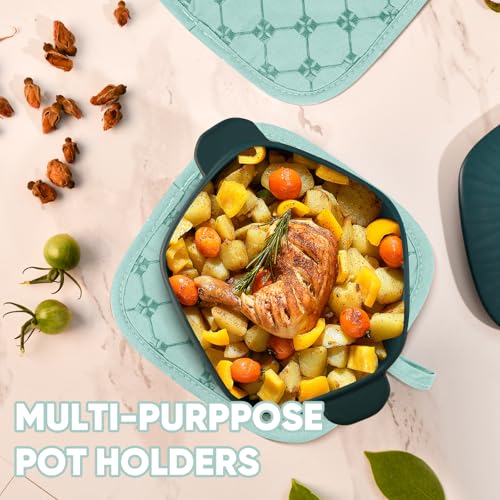 Oven Mitts Kitchen Towels Dishcloths with Pot Holders Sets 12PCS (Mint Green)