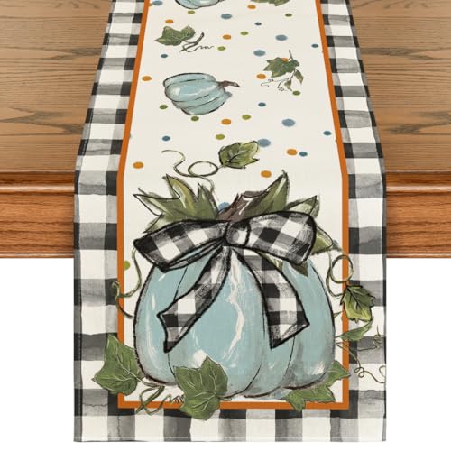 210 GSM Fall Table Runner Home Party Decor 13x72 Inch (13" x 72", Table Runner / Black/Beige/Blue)