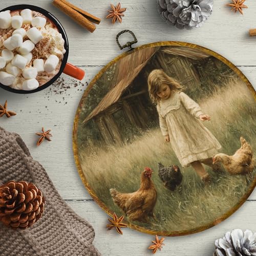 Vintage Rustic Farmhouse Round Wall Art (Colour 24)