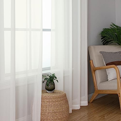 2 Pack Ivory Sheer Curtain 84 Inches Long (40"W x 84"L (Pack of 2) / Ivory)