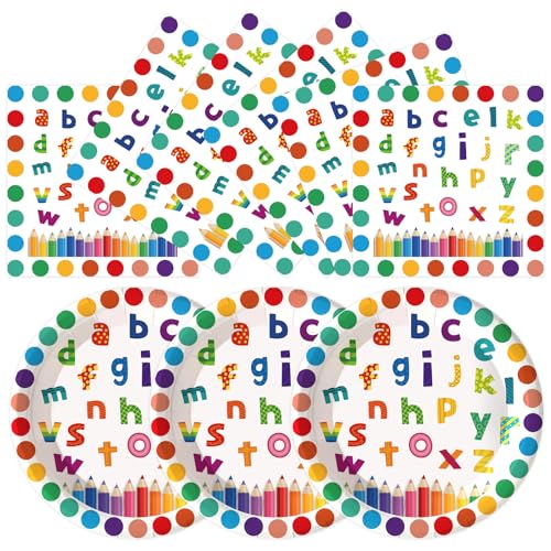 50PCS Alphabet Paper Plates and Napkins ACB Themed Party Decorations