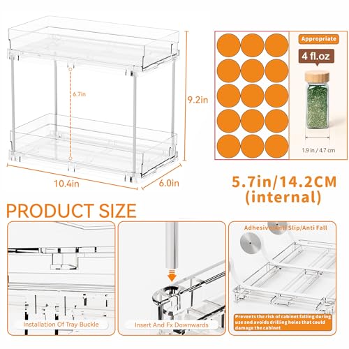 2 Tier Vertical Spice Rack Pull Out (Clear-2 Drawer)