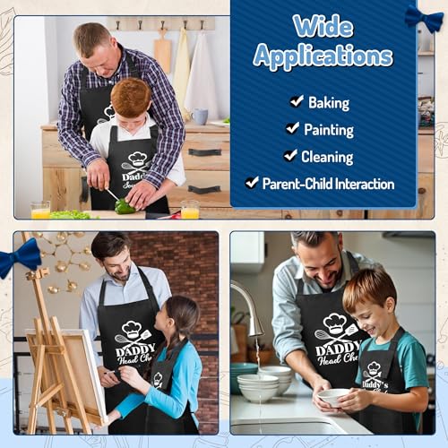 R HORSE 2Pcs Adults Kids Matching Apron Set (Black Daddy)