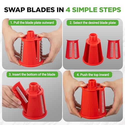 5 in 1 Cheese Grater & Shredder (Red)