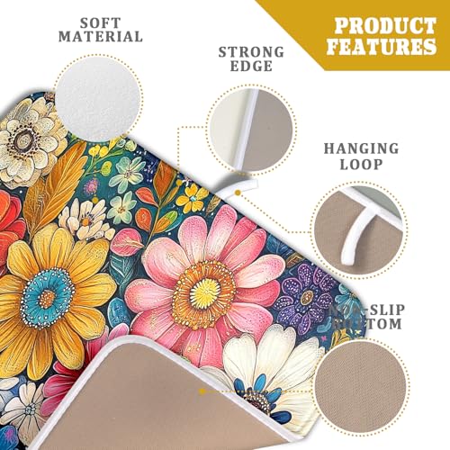 Boho Flower Dish Drying Mat (18" x 16")