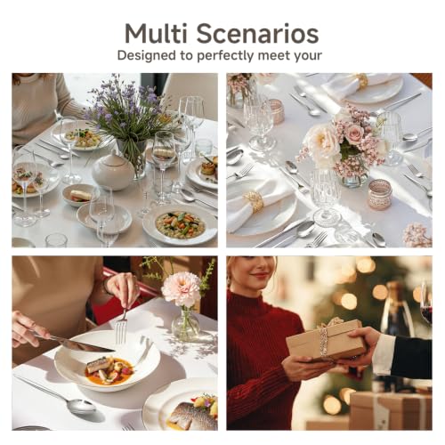 45 Piece Silverware Set for 8 with Serving Utensils (Silver / 45-Piece)