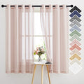 Linen Blend Semi Sheer Curtains 63" L for Nursery (52"W x 63"L (Pack of 2) / Dusty Blush)