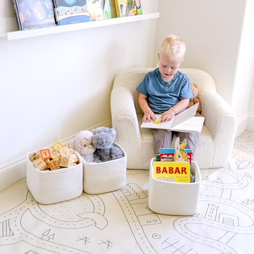 Storage Cubes 9”x9”x7”Cotton Rope Woven Baskets for Organizing 3 (Off White)