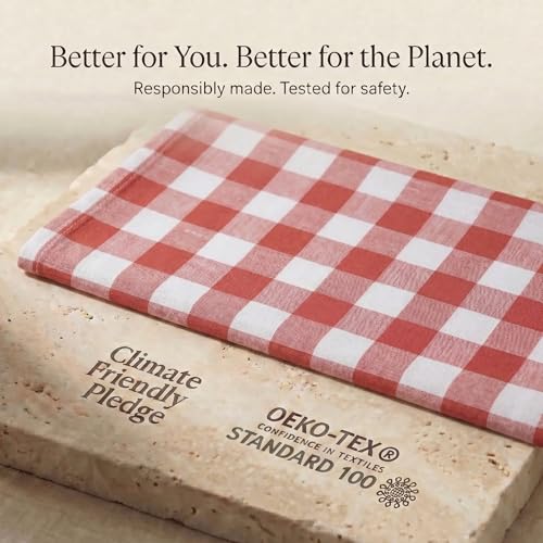 Kitchen Towels Cotton Dish Towels 20”x30” (20" x 30" (Set of 6) / 159 Rust / White - Check)