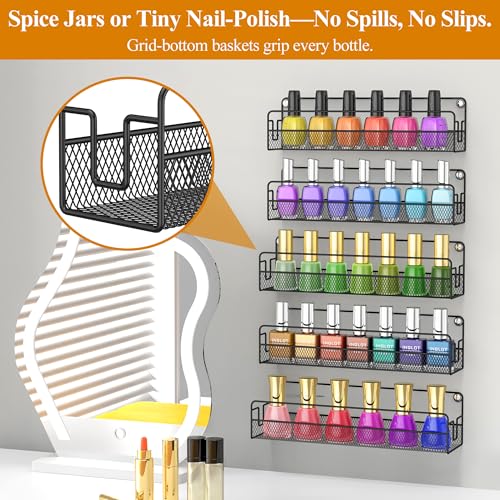 Wall Mounted Spice Rack Organizer (5 Tier)