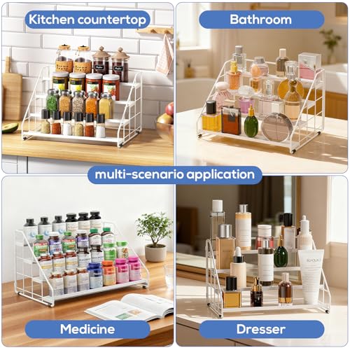 Spice Rack Organizer for Cabinet (4-Tier-White-2PC)