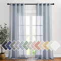 Linen Semi Sheer Flax Curtains 96" L (52"W x 96"L (Pack of 2) / Sea Mist)