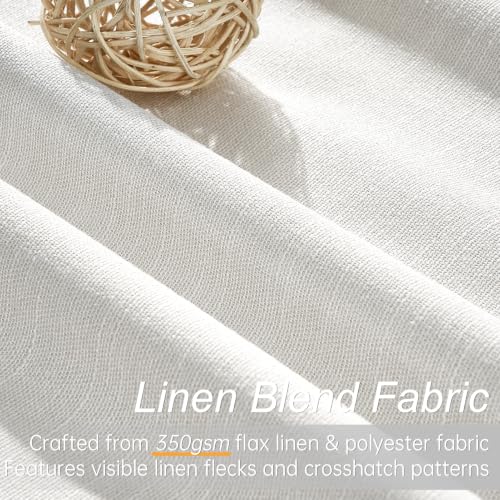Snow White Blackout Linen Curtains 102 Inches Long for Bedroom Back Tab 100% Black Out Curtains Memory Shape Noise Reducing Rustic Farmhouse Living Room Darkening Window Drapes 2 Panels (Snow White / 52"W x 102"L (Pack of 2))