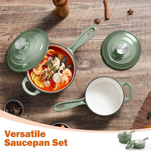 1 QT & 2 QT Saucepan Set (Sage Green / 1+2 Quarts)