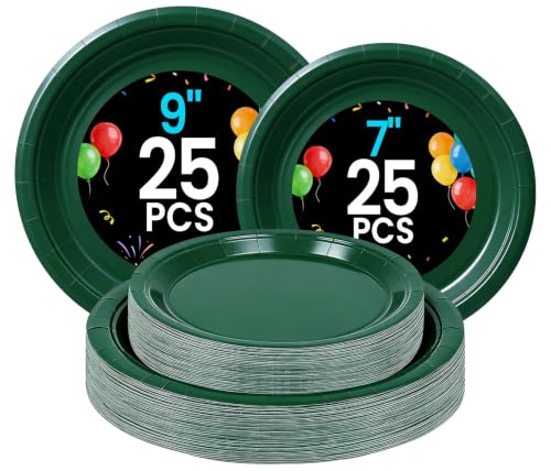 Dark Green Paper Plates (Dark Green / 50 Count (25-9" & 25-7"))