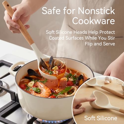 Silicone Kitchen Utensils Set (Cream White)