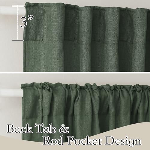 Linen Semi Sheer Curtains for Bedroom Living Room 84 inches Long (Hunter Green / 52"W x 84"L (Pack of 2))