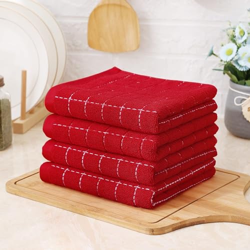 100% Cotton Terry Kitchen Towels (Red / 13 X 28 - 8 Pack)