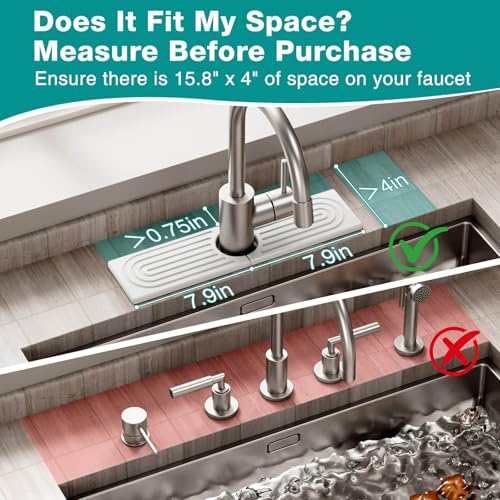 Faucet Mat for Kitchen Sink (15.8" x 4" / White)