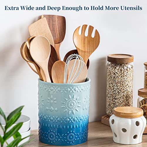 7.2" Extra Large Ceramic Utensil Holder (Blue / 7.2" (Single))