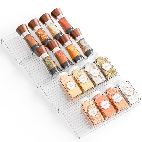 4 Pack Adjustable Narrow In Drawer Spice Organizer (4PCS-9'' to 17.7'')