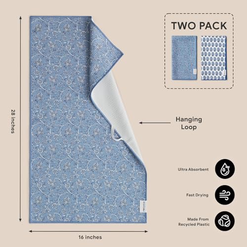 Waffle Kitchen Towel Set of 2 (Porcelain Blue)
