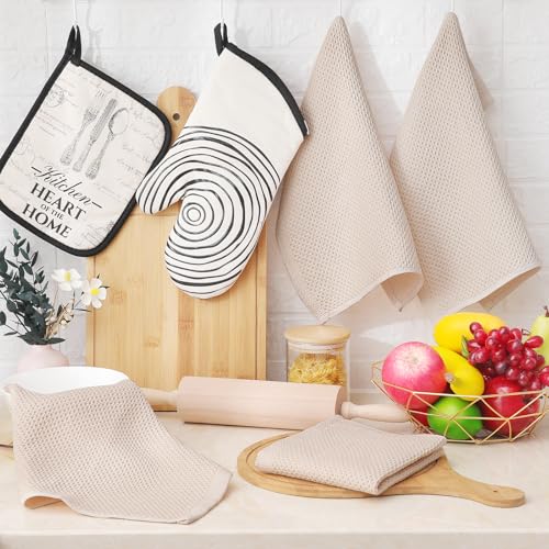 100% Cotton Waffle Weave Kitchen Dish Cloths 12 (Beige / 12 X 12 - 12 Pack)