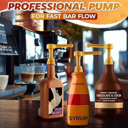 2 Pcs Sauce Pump Dispenser for Home Bar and Cafe (Gold 2-pack)