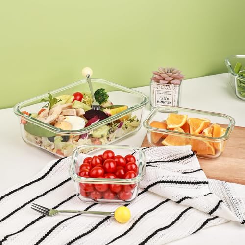 8 Pack Glass Food Storage Containers with Lids (transparent)