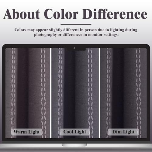 Gray Purple 100% Boho Blackout Curtains 84 Inch 2 Panels (Gray Purple / 52"W x 84"L (Pack of 2))