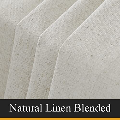 100% Blackout Curtains Natural Linen Blended (Cream Beige / 52"W x 95"L (Pack of 2))