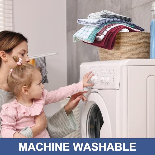 Large Premium Cotton Kitchen Towels 16"x 28" (Navy Blue / 16" X 28" - 6 Pack)