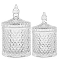 Qtip Holder Glass Apothecary Jars with Lid Bathroom Accessories Vanity Organizers and Makeup Storage for Cotton Swabs (23 oz + 10 oz / Clear)