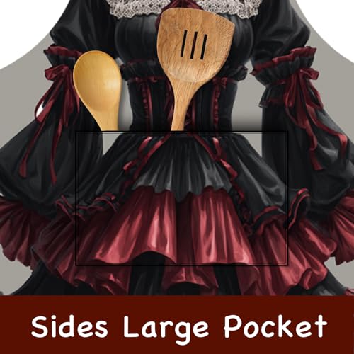 Black Red Lolita Lace Smock 26.7x30.7 Inch Polyester (Ye05389)