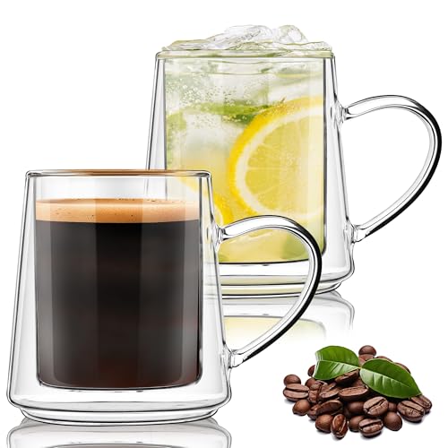 10.8oz Double Wall Glass Coffee Mugs (Clear mug-10.8oz)