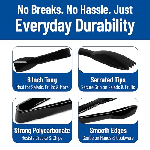 Carly Salad Tong (6" Salad Tong / 12 Pack / Black)