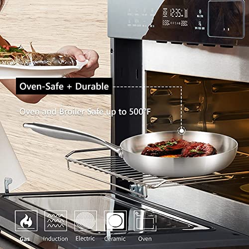 8'' Tri Ply Stainless Steel Pan with Lid