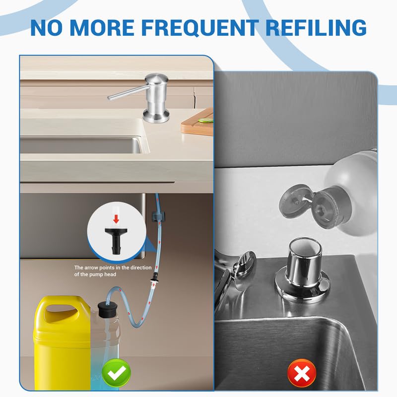 Soap Dispenser for Kitchen Sink (Brushed Nickel / 47" (Pack of 1))