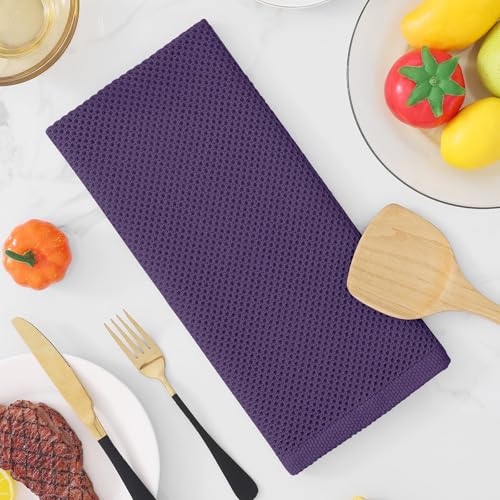100% Cotton Waffle Weave Kitchen Dish Towels 18 (Eggplant / 13 X 28 - 18 Pack)
