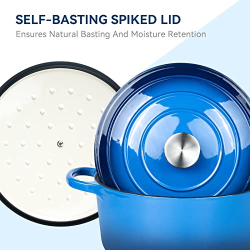 6 Quart Enameled Dutch Oven Pot with Lid (6 QT / Dark Blue)
